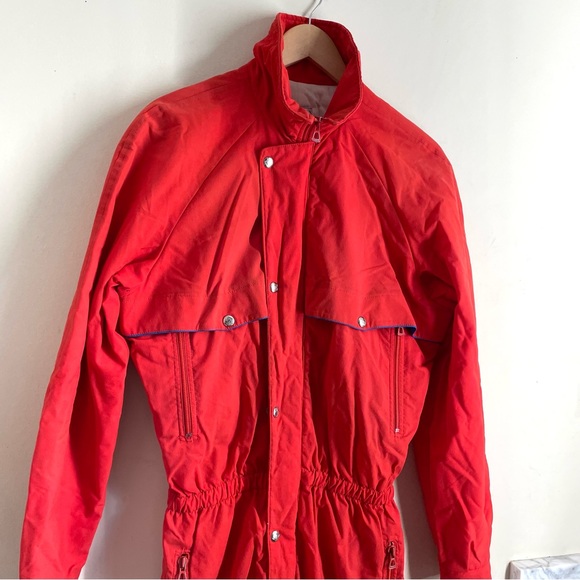 Skea Vintage Red Ski Snowsuit Mens 34 Made in France 70s/80s One-Piece Ski Suit - Picture 14 of 15